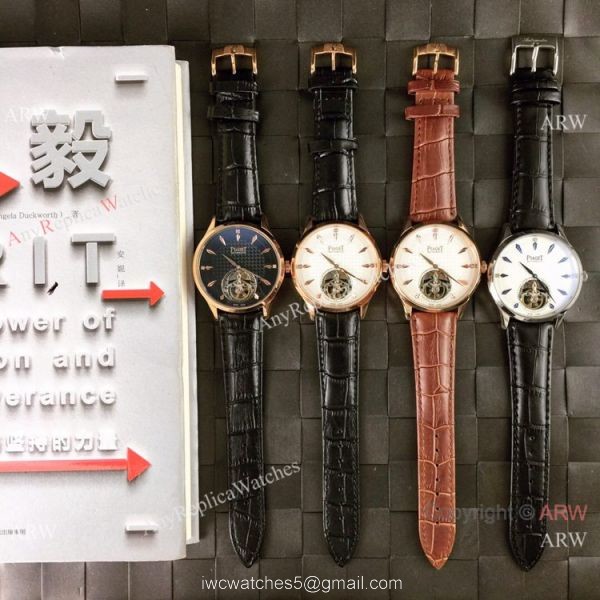Piaget Polo Tourbillon Copy Watches White Dial Black Leather Strap 8