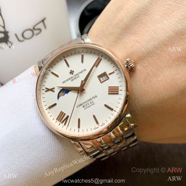 Top Grade Vacheron Constantin Moon phase Watch 2-Tone Rose Gold 40mm 8