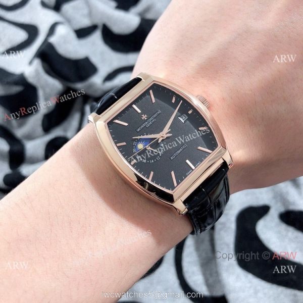 Knock off Vacheron Constantin Malte Moon phase Watches Rose Gold Black Dial 8