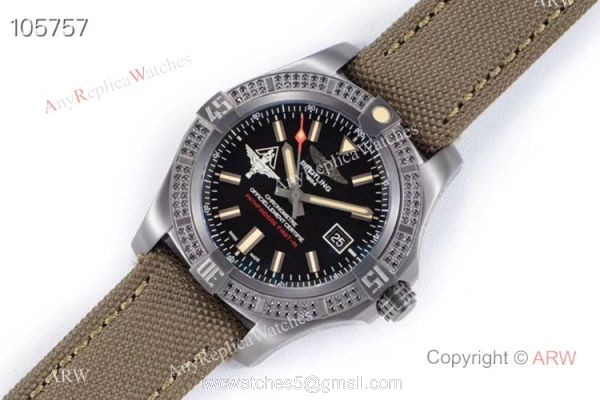 GB Swiss Replica Breitling Avenger blackbird V2 Watch Titanium Case Green Strap 8