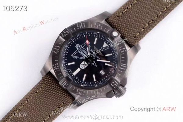 GB Factory Breitling Avenger Seawolf II Boelcke Limited Edition Copy Watch Black Steel Green Band 8