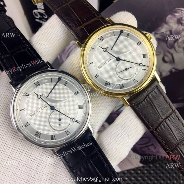 High Quality Copy Breguet Classique Mens Watch SS Black Leather Strap 8