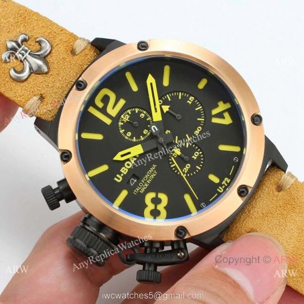 U Boat Classico U-72 Replica Watches Rose Gold Bezel Black Dial 8