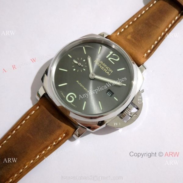 Replica Panerai PAM 904 Luminor DUE Watch SS Gray Face Green Marker 8