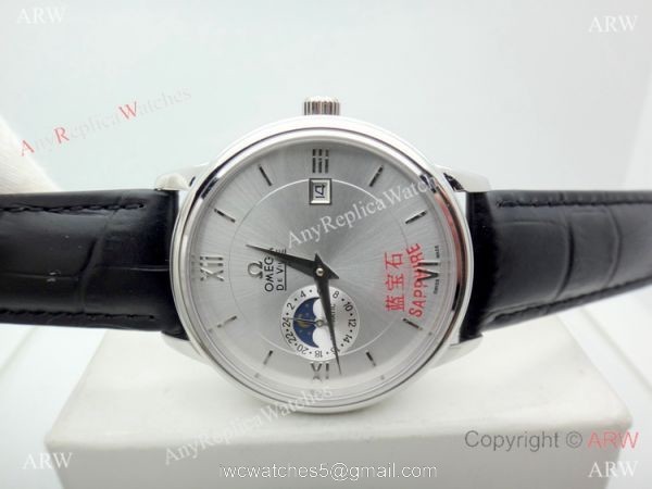 Replica Omega De Ville Moonphase Watch SS Silver Dial 8