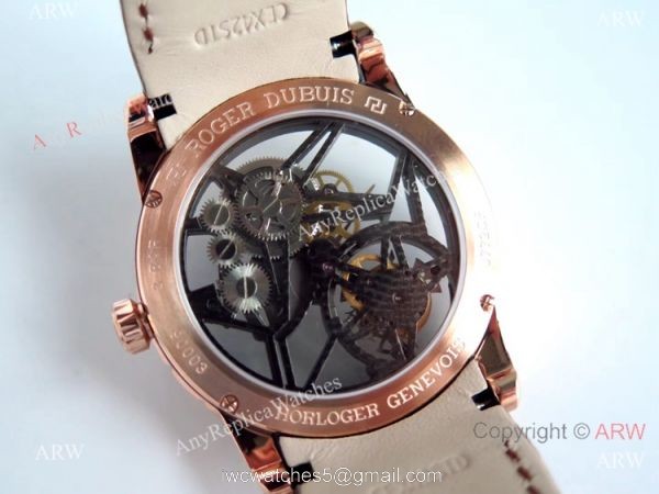 Swiss Replica Roger Dubuis Excalibur Rose Gold Skeleton BBR Factory 505SQ Watch 8