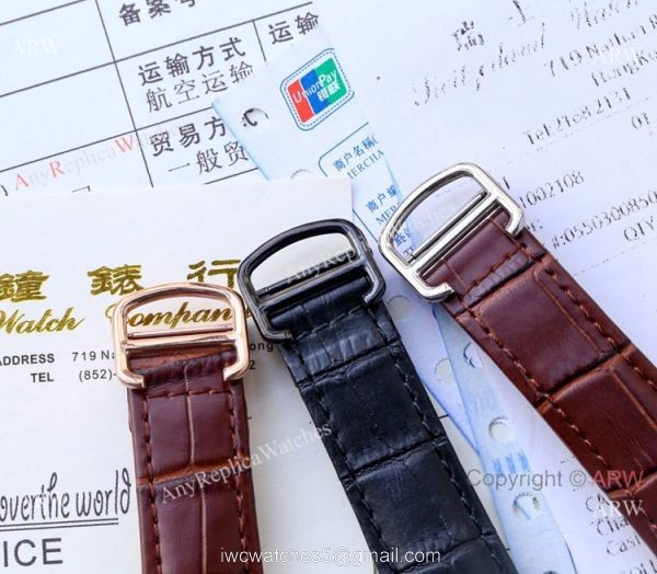 Copy Cartier Drive De automatic Watches Black Leather Strap 8