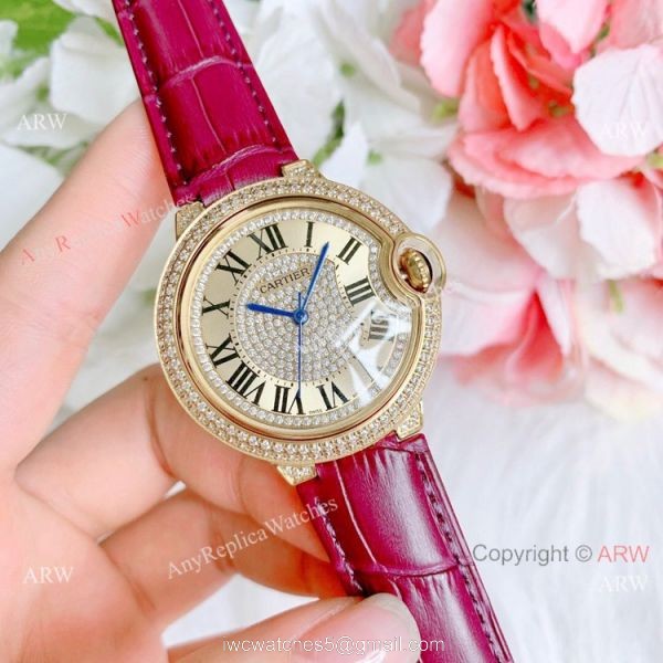 Best Quality Copy Cartier Ballon Bleu De Quartz Watch Yellow Gold Diamond 8