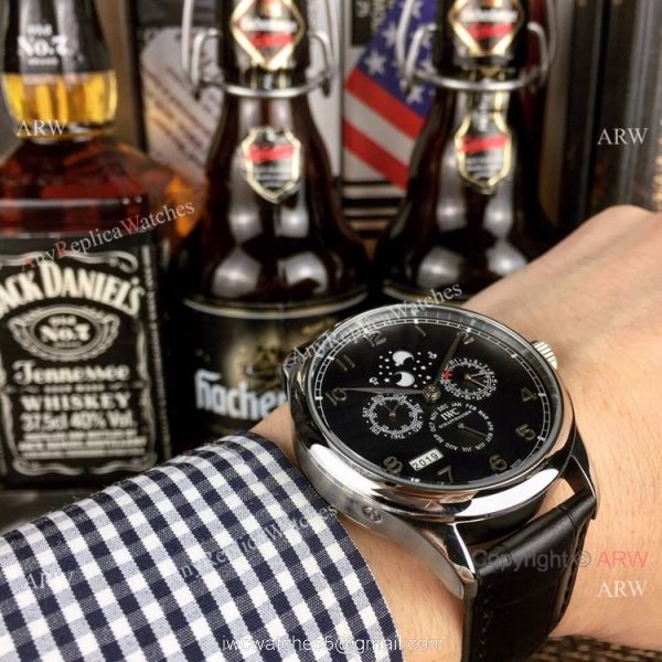 IWC Pilots Blue Dial Black Leather Strap Watch New Replica 8