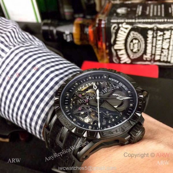 Roger Dubuis Excalibur Skeleton Copy Watch Black DLC Case 46mm 8