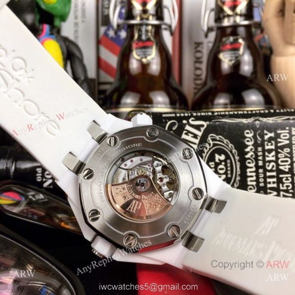 Swiss 3120 Audemars Piguet Royal Oak Offshore Divers White Ceramic Blue Rubber Watch New Replica 8