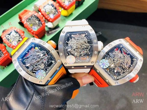 Copy Richard Mille RM035-Americas Watch SS Orange Rubber Band 8