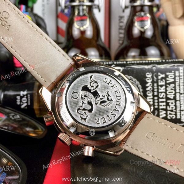 High Quality Omega Clone Watch Omega Speedmaster Chrono Rose Gold Brown Watch 8
