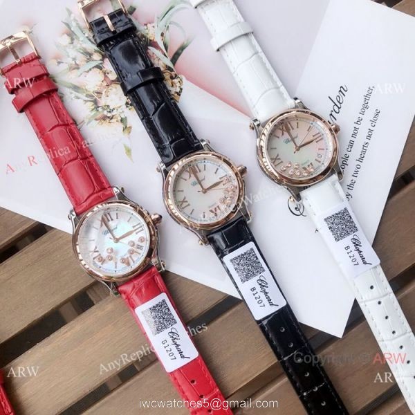Replica Chopard Happy Sport 36mm Watches 2-Tone Rose Gold White Dial 8