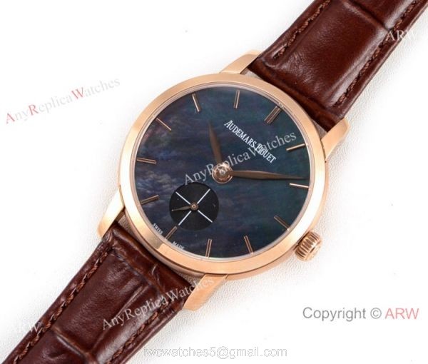 GB Factory replica Audemars Piguet Jules Audemars Rose Gold Black MOP Dial Watch 8