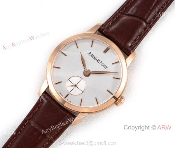 Swiss replica Audemars Piguet Jules Audemars Rose Gold Silver Face Watch GB Factory 8