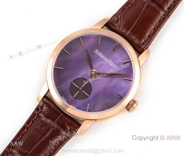 Super Clone Audemars Piguet Jules Audemars Swiss 3090 Watch Rose Gold Purple Dial 8