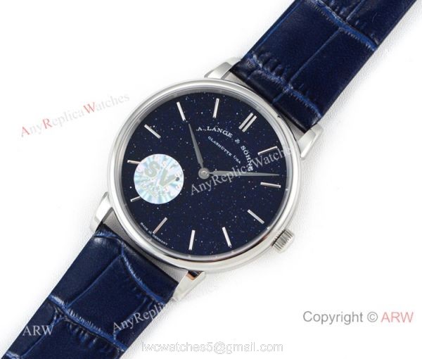 A Lange Sohne Saxonia Thin Swiss 2892 Replica watch New Blue Face 8