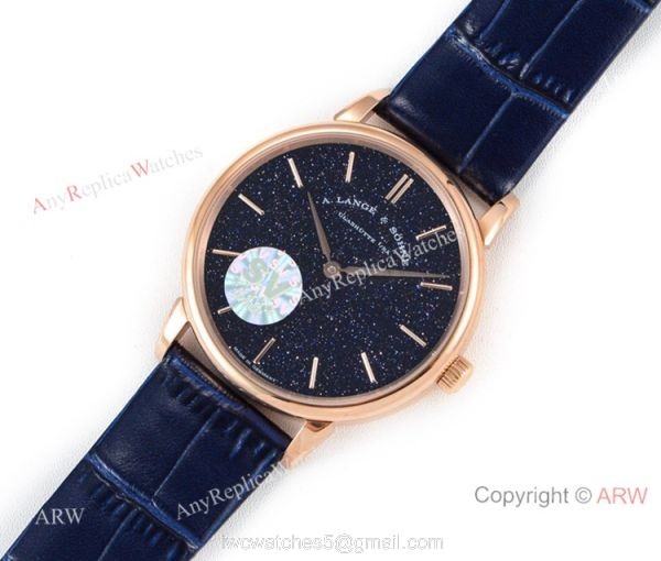Swiss Grade Copy A.Lange Sohne Saxonia Thin 2892 Watch Rose Gold New Blue Dial 8