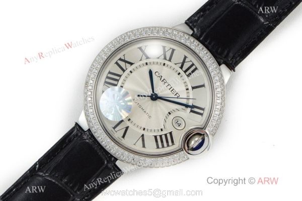 (CR) Ballon Bleu De Cartier Silver Dial Leather Strap 42mm Watch Swiss Grade 1 8