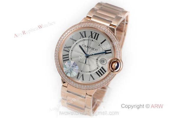 (CR) Swiss Copy Cartier Ballon Bleu de 42mm Watch Rose Gold Diamond 8