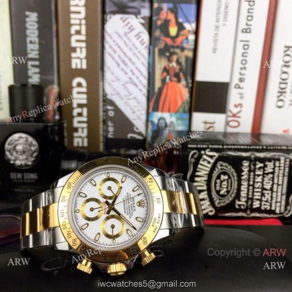 Copy Rolex Two Tone Daytona 40mm Watch Gold Dial with Diamond Gold Rolex Daytona Replica 8