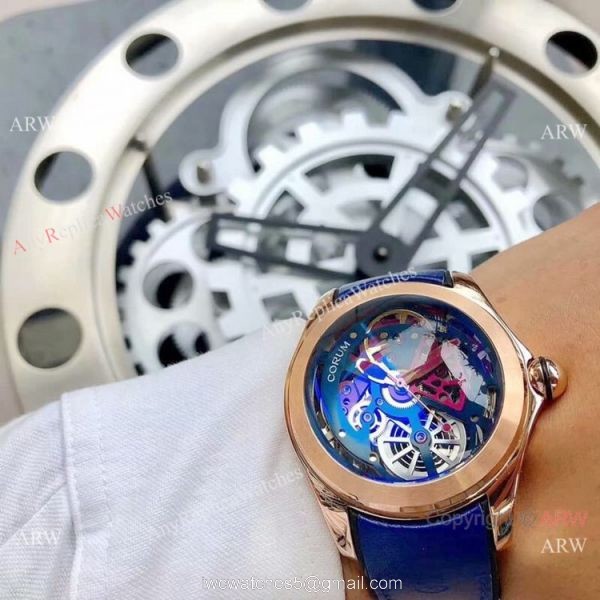 New Replica Corum Watches Corum Bubble Squelette Rose Gold Skeleton Dial 8