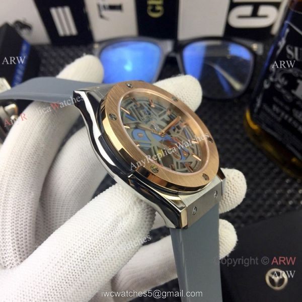 New Style Hublot Classic Fusion Rose Gold Bezel Rubber Strap Watches 8