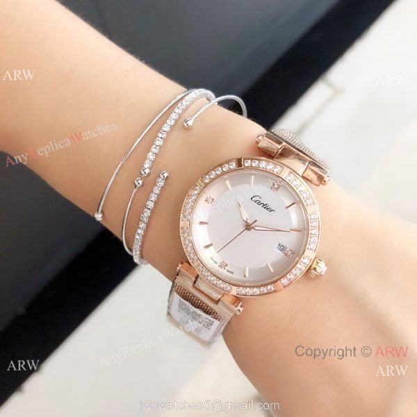 New Copy Cartier Pasha de Black Dial Rose Gold Watch 35mm Women 8