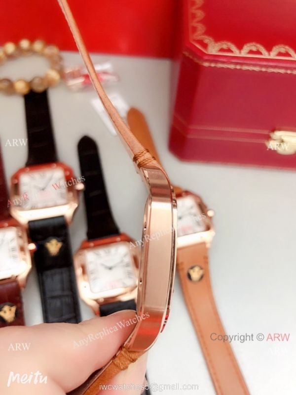 Clone Cartier Santos de Rose Gold Quartz Watch Japan Grade 8
