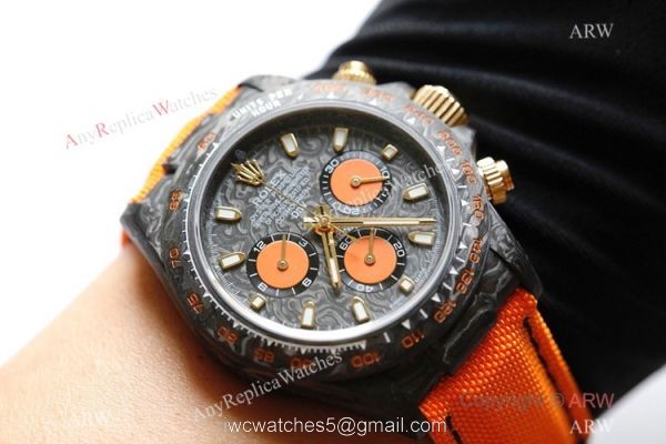 1:1 Best Edition Rolex Daytona Carbon Fiber Orange Rubber Strap Watch 7750 Movement 8