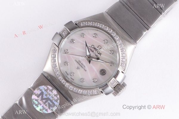 Swiss Copy Omega Constellation SS Mother of Pearl Dial Watch 27mm Ladies 8