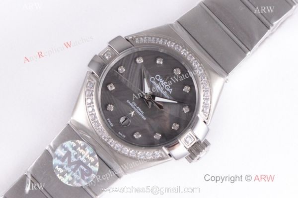 Swiss Replica Omega Constellation 316L Steel Grey Mop Dial Watch Lady 8