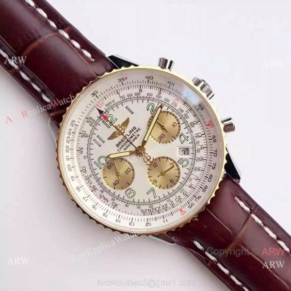 JF Replica Breitling Navitimer 01 2-Tone White Dial Watch 43mm 8