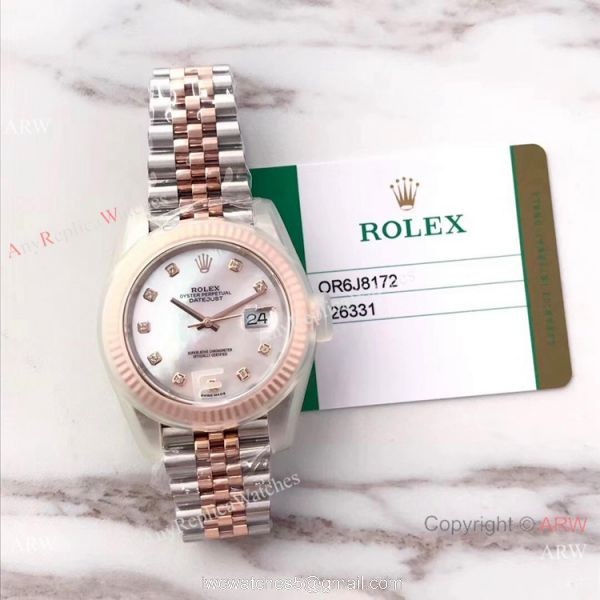 EW Replica Rolex Datejust II 2-Tone Rose Gold Jubilee MOP Dial Watch Rolex EW Factory 8