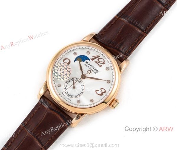 VF Factory Fake Montblanc Star Legacy Moon Rose Gold White Face Watch 8