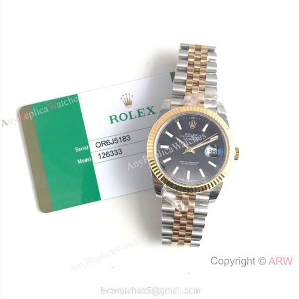 (EW) Swiss 3235 Rolex Datejust II Two Tone Black Face 41 Watch Rolex Grade 1 Copy 8