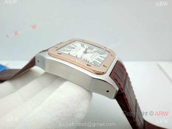 Swiss Replica Cartier Santos de 2-Tone Rose Gold Automatic Watch 8