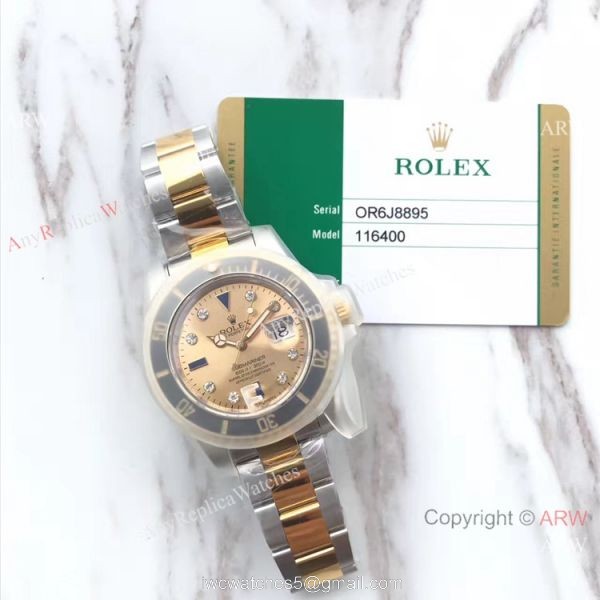 Swiss Copy Rolex Submariner EW Factory Swiss 3135 2-Tone Gold Dial Watch 8