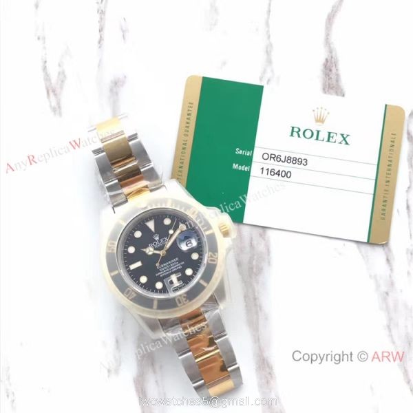 (EW) Clone Rolex Submariner EW Factory Two Tone Black Ceramic Watch 3135 8