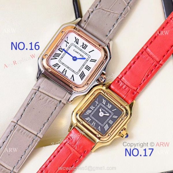 Copy Cartier Panthere de 2-Tone Black Face Quartz Watch 27mm 22mm 8