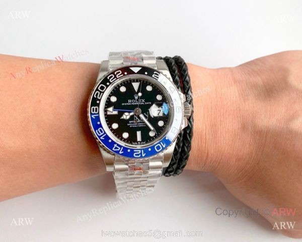 Noob Factory V10 Swiss 3135 Rolex GMT Master II Blue Black Replica Watch 8