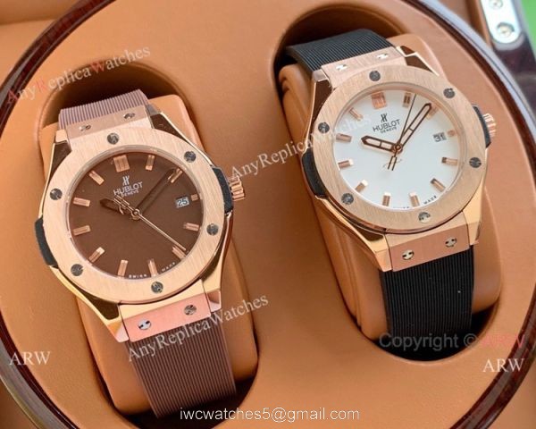 Copy Hublot Classic Fusion Lady Quartz Watch Rose Gold Brown Face 8
