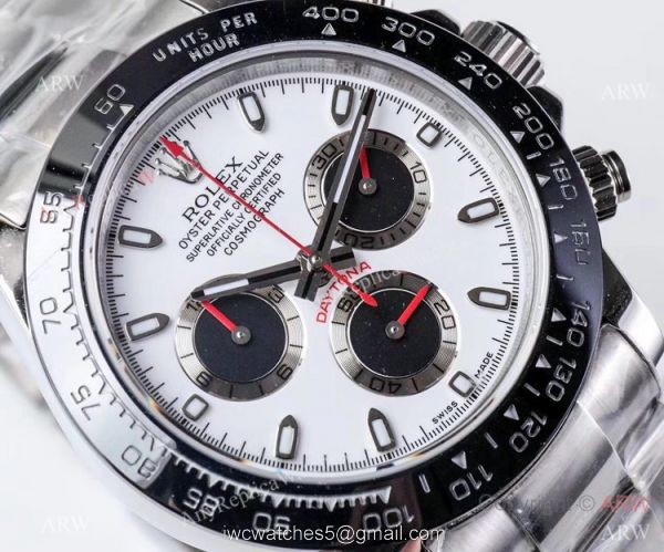 1:1 Swiss Replica Rolex Daytona 4130 JH Stainless Steel White Dial Watch 40MM 8