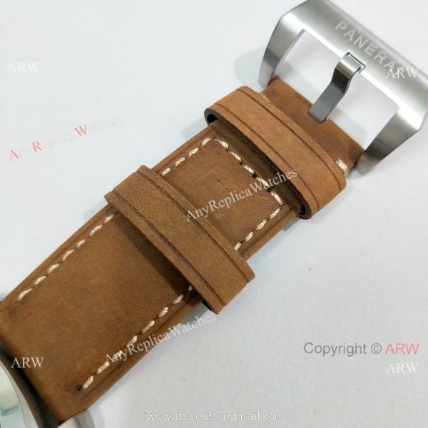 Copy Panerai Luminor PAM00127 Watch Black Dial Brown Leather Band 8