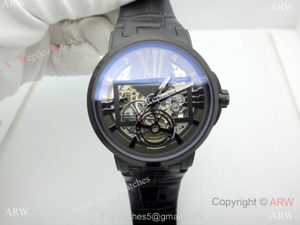 New Copy Ulysse Nardin Executive Dual Time All Black Watches 8