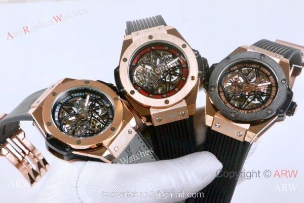 Best Fake Hublot Geneve Big Bang Skeleton Dial Rose Gold Watch 45mm 8