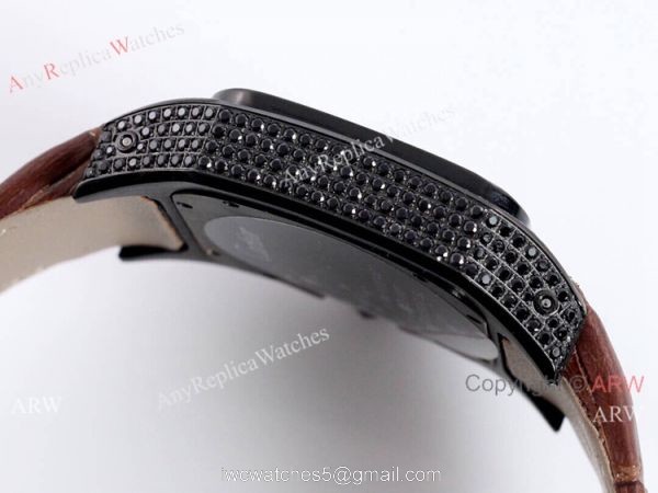 AAA Copy Cartier Santos De Iced Out Brown Dial Automatic Wrist 8