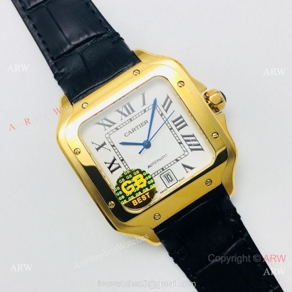 (GB) 2019 New Cartier Santos Yellow Gold Watch AAA Swiss Replica 8