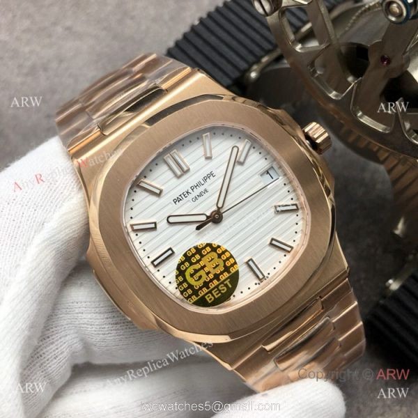 Swiss Grade Copy Patek Philippe Nautilus GBF CAL.324 Rose Gold White Dial Watch 8